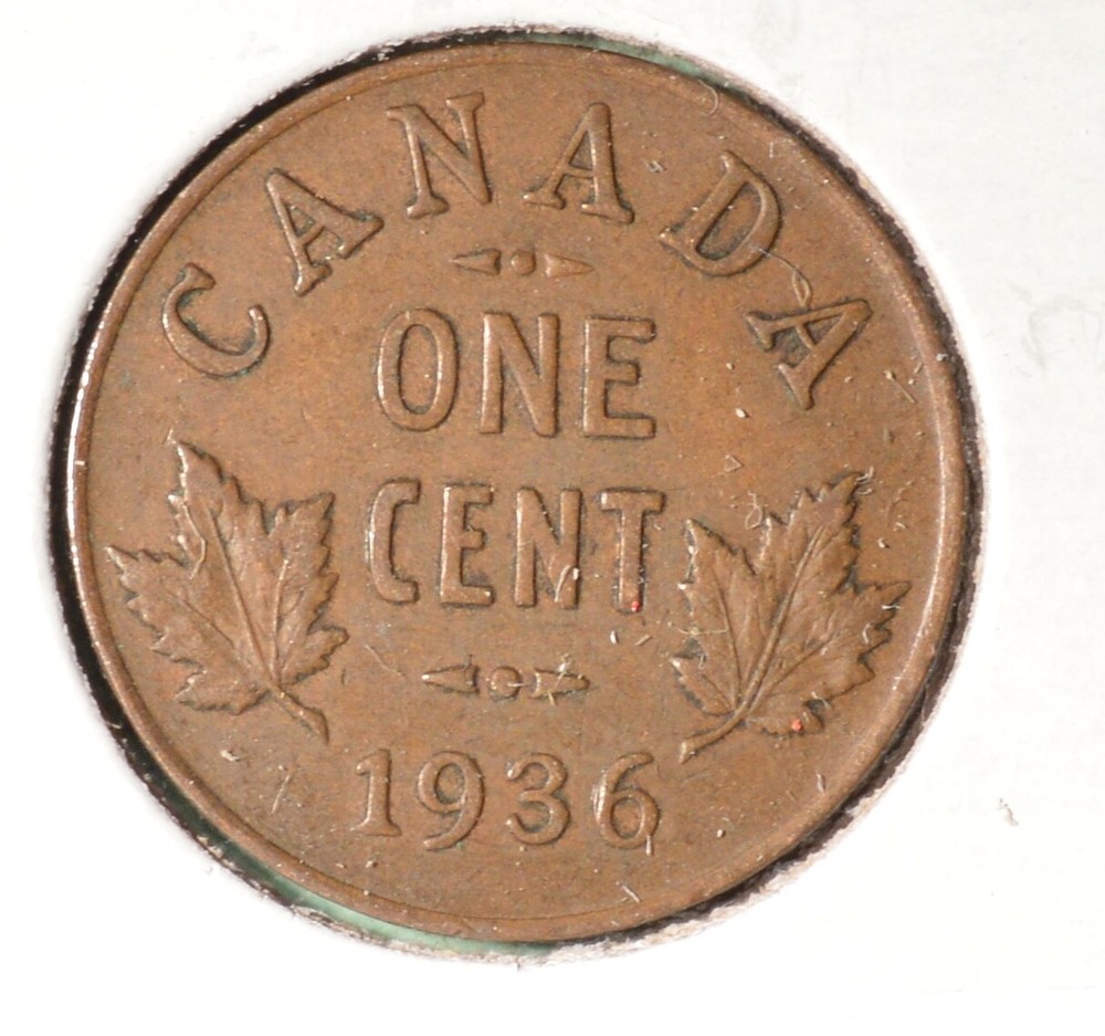 1936 - Canada Penny  - 1 cent  - Average Circulated   🇨🇦🇨🇦