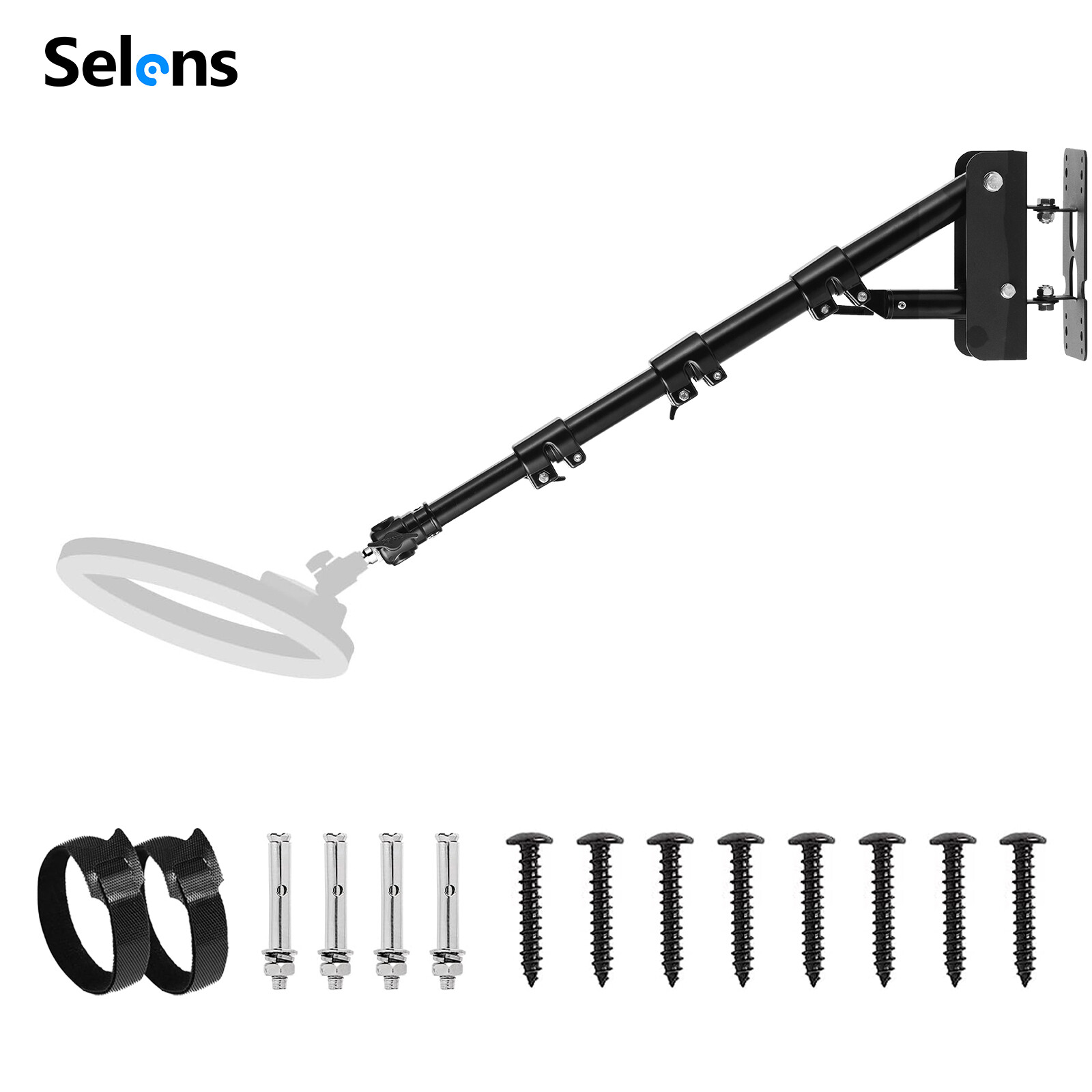 Selens 39" Wall Mount Triangle Boom Arm Stand For Studio Softbox Ring Light