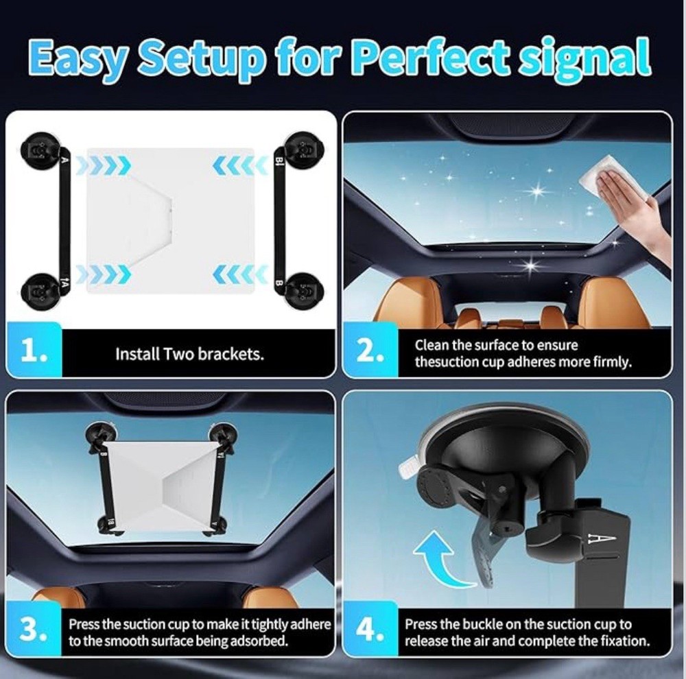 Starlink Mini Suction Cup Mount, Secure Car Mount for Sunroofs/Windows, Strong