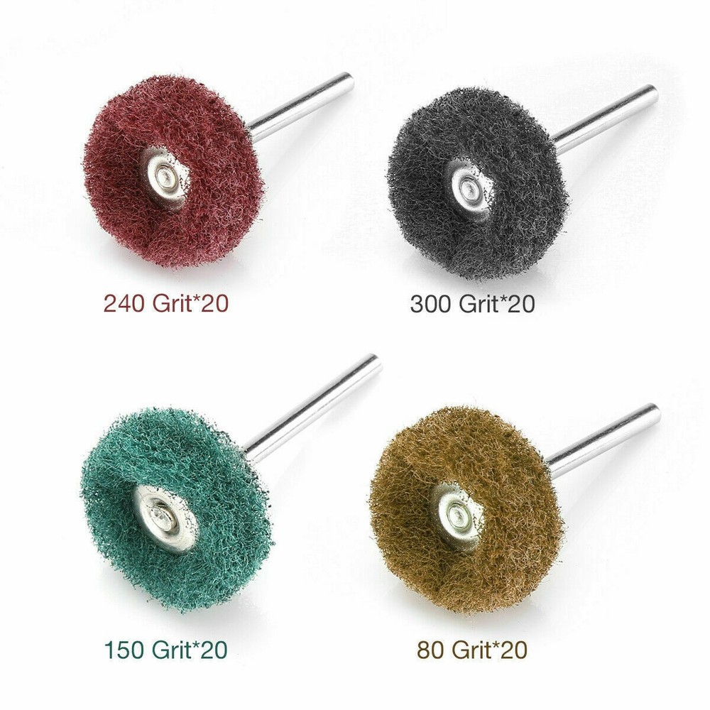 80Pack Abrasive Buffing Wheel Grinding Polishing Shank Craft Bits Rotary Tool