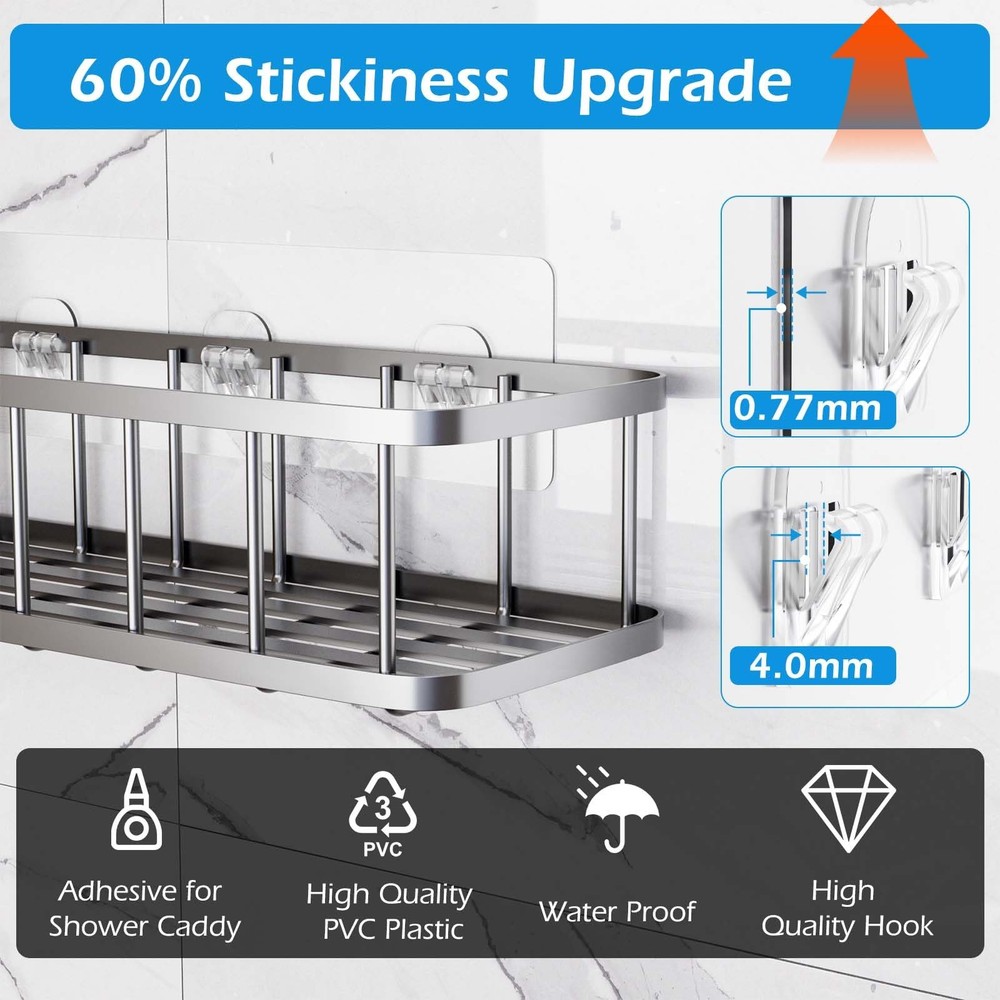 12 Pack Shower Caddy Adhesive Replacement, Shower Adhesive Strips, Strong Adh...