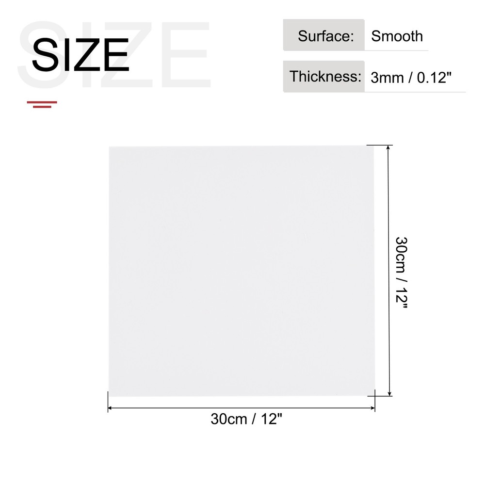 ABS Plastic Sheet 12 x 12 x 0.12" ABS Styrene Sheets White 3 Pcs
