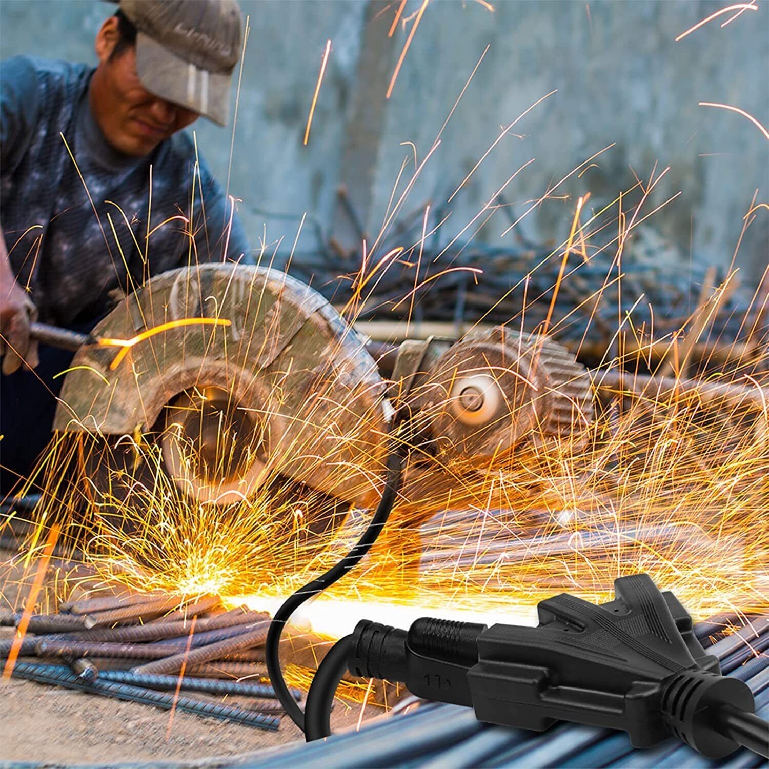 16/3 Outdoor Extension Cord Heavy Duty 3-Outlet SJTW Indoor/Outdoor 6/10/15/25FT