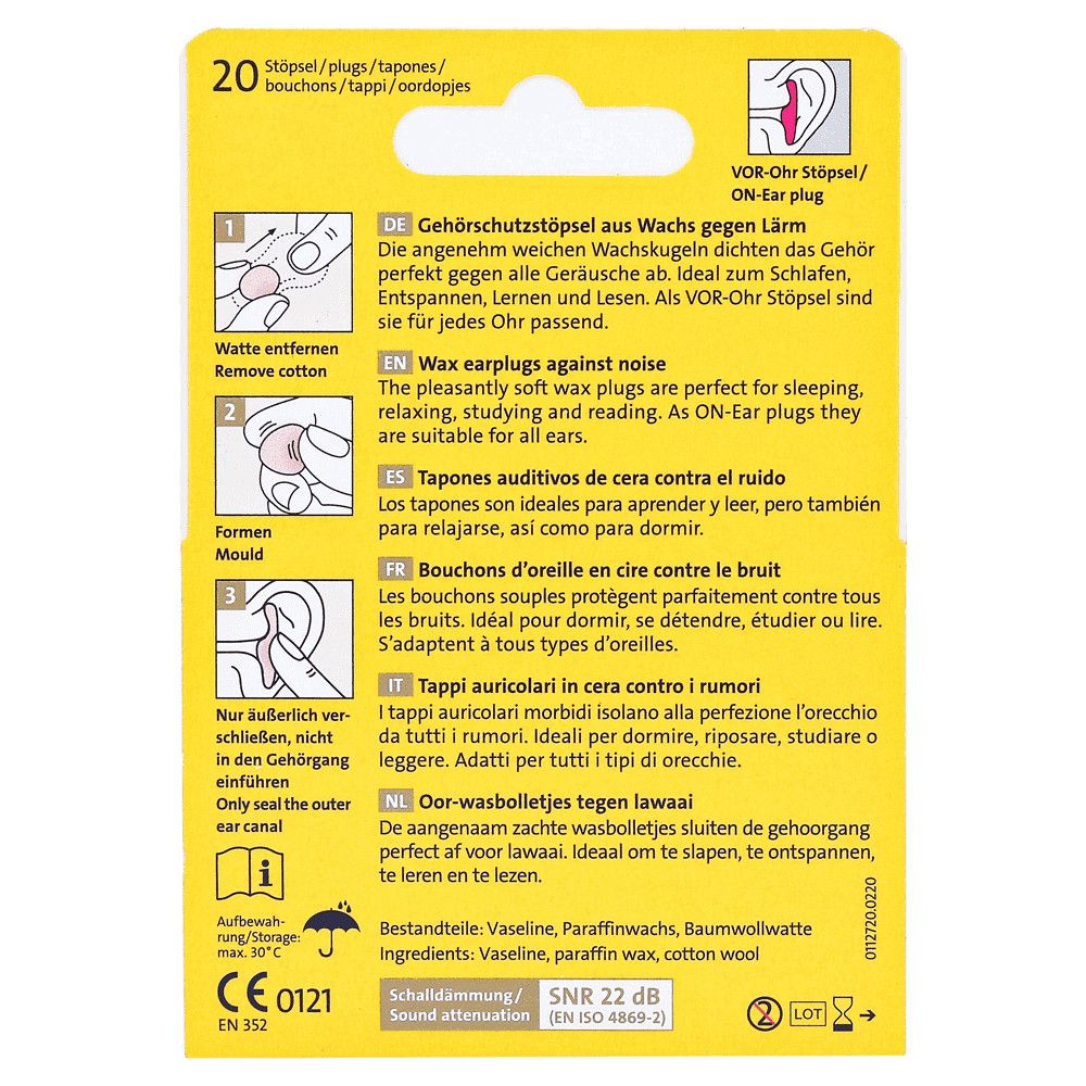2x20 Ohropax @ Wax Moldable Ear Plugs Against Noise Sleep SINCE 1907 @ 2x20=40