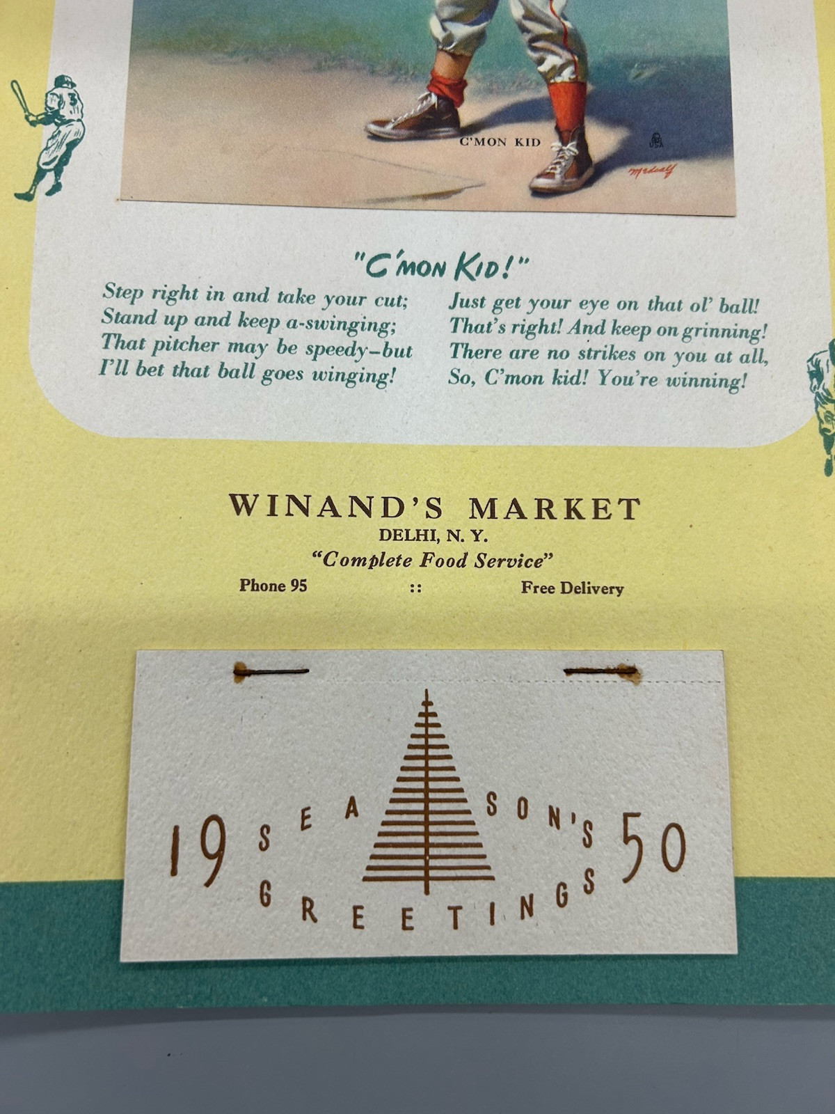 VINTAGE 1950 BROWN & BIGELO C’mon Kid BABE RUTH CALENDAR Rare Yankees HOF DELHI