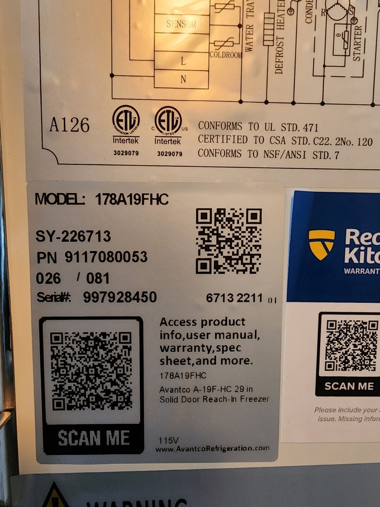 Avantco Commercial Refrigerator 178A19FHC