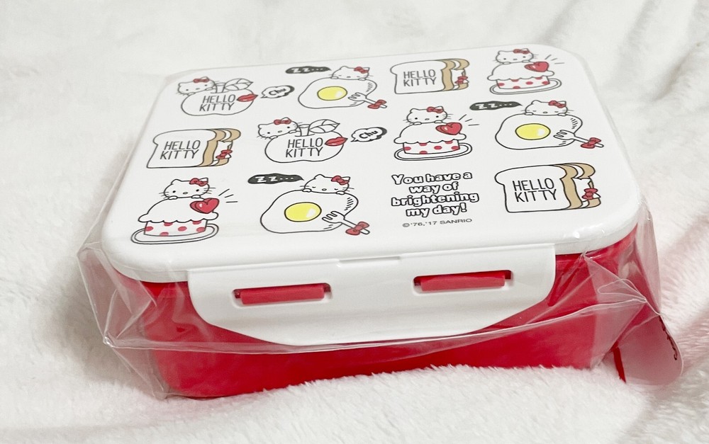 Sanrio, Hello Kitty Bread/Egg Design 2 Tier Plastic Lunch Container with Lid