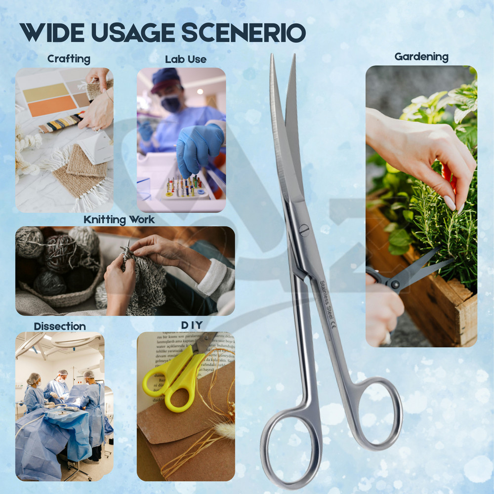 Operating Scissors, Sharp/Sharp, Curved Blades - 6.5"Stainless Steel CE