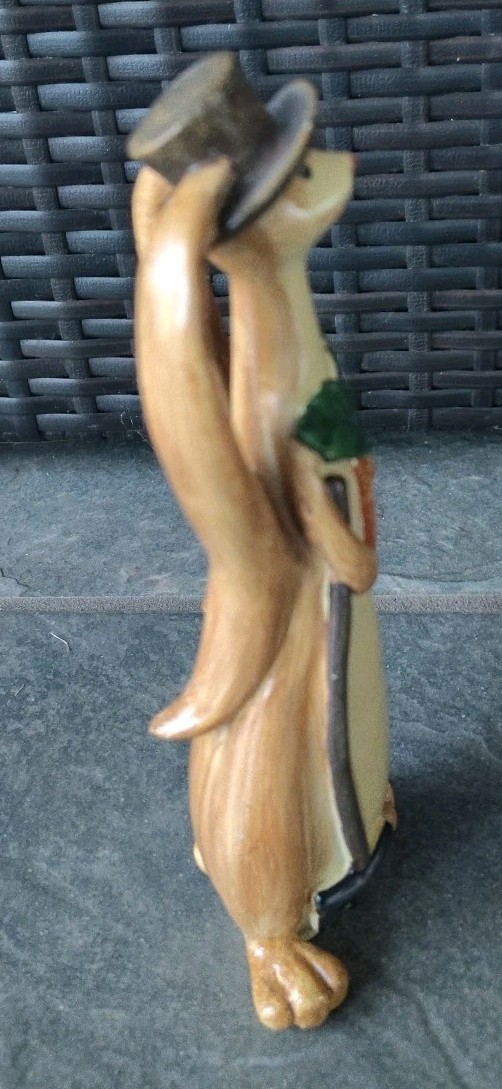 Bunny Rabbit Figurine Whimsical 8" Long Eared W/ Carrot Top Hat Easter Decor