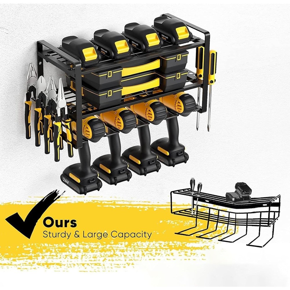 3-layer 4-slot storage rack - Wall-mounted tool storage rack