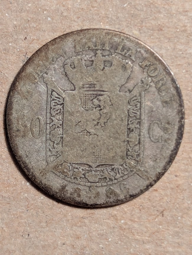 1866-1886 Belgian 50 Centimes Silver