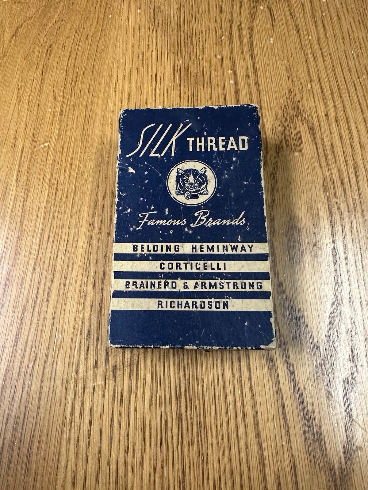 Vintage “Famous Brands” Silk Thread Box with 10 Wooden Spools - Mixed Lot