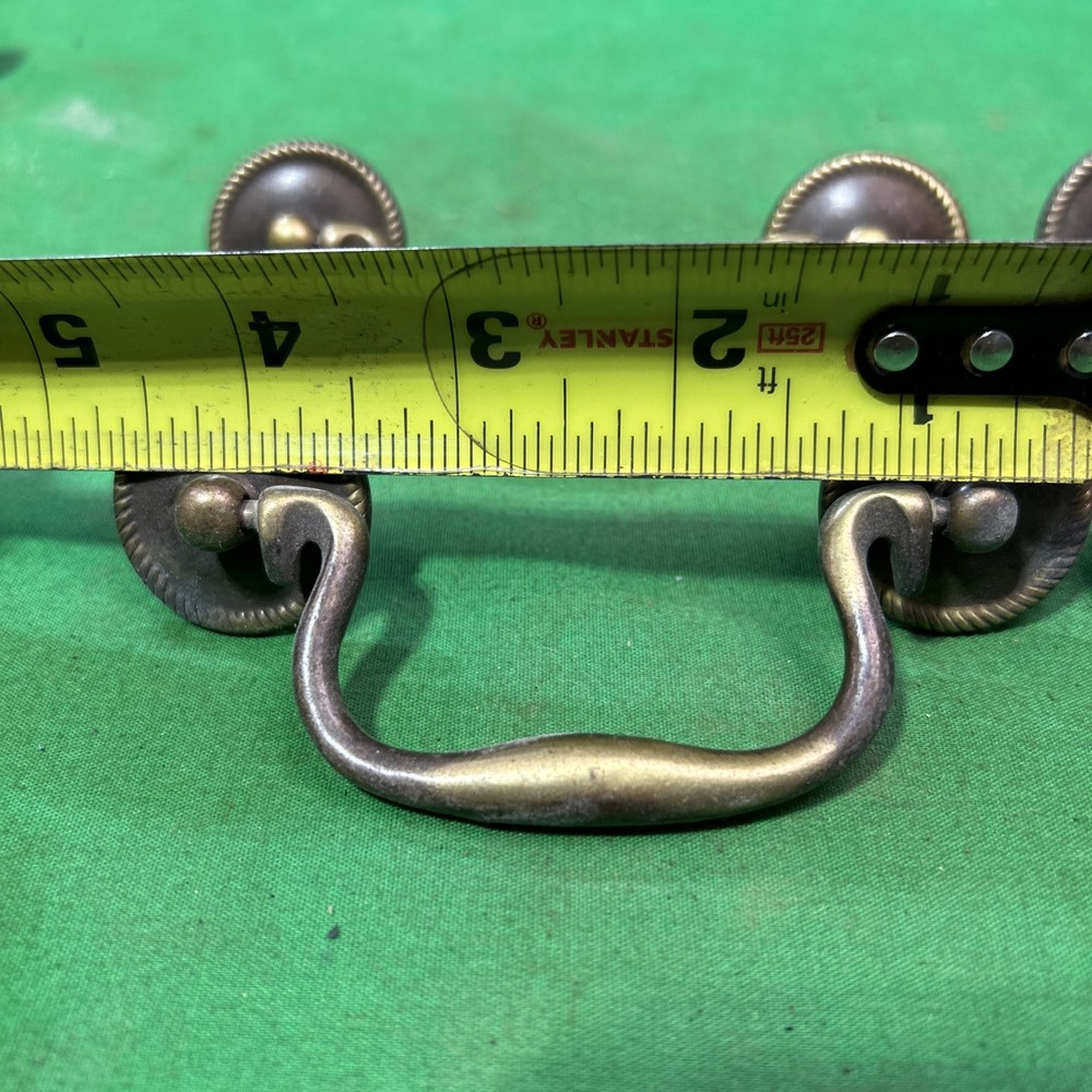 Four Vintage Brass Drop Bail Pull Handle Drawer