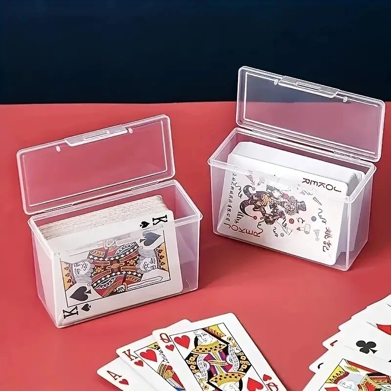 3PCS Clear Plastic Playing Card Storage Boxes: Deck Holders for Poker & Games