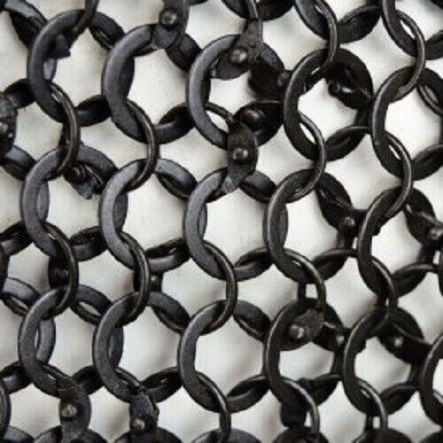2 Black SHEET Set/ChainMail Sheet Round Riveted Flat Washer Rings 10mm Patch
