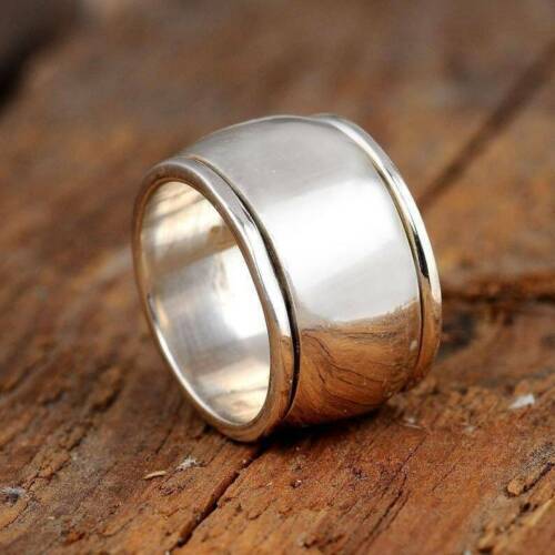 Solid 925 Sterling Silver Spinner Band & Statement Handmade Ring All Size