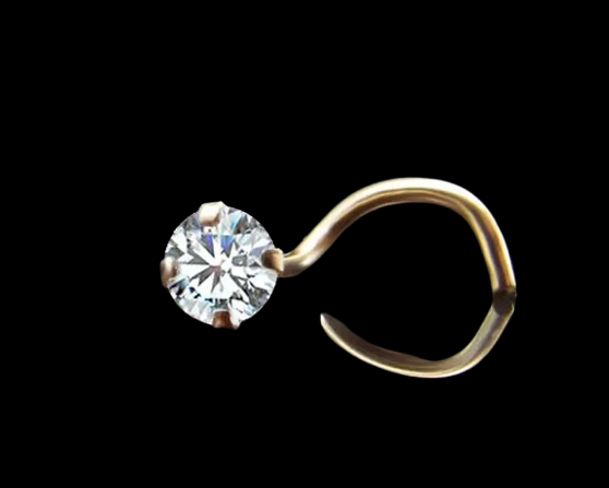 14K Solid Rose Gold Nose Ring Screw, LBend, Bone, Straight Stud, 1.5mm, 2mm