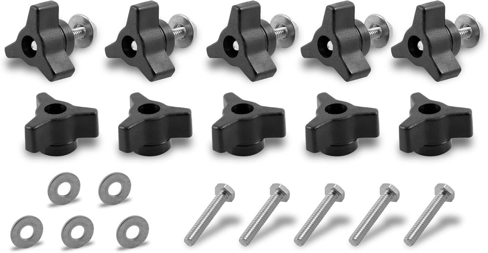 30 Piece T Track Bolts and Knobs Kit, 1/4"-20 T Bolts & Threaded Knobs, T Track