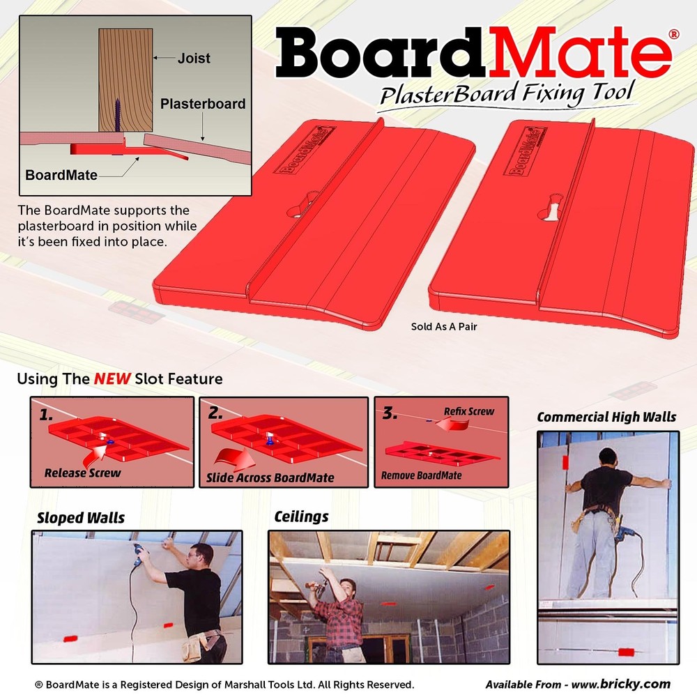BoardMate - Drywall Fitting Tool, Supports The Board in Place While Installin...
