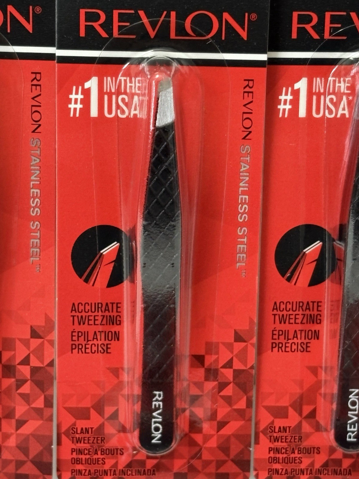 New Revlon Expert Slant Tweezer tip Made With Stainless Steel 6-PACK