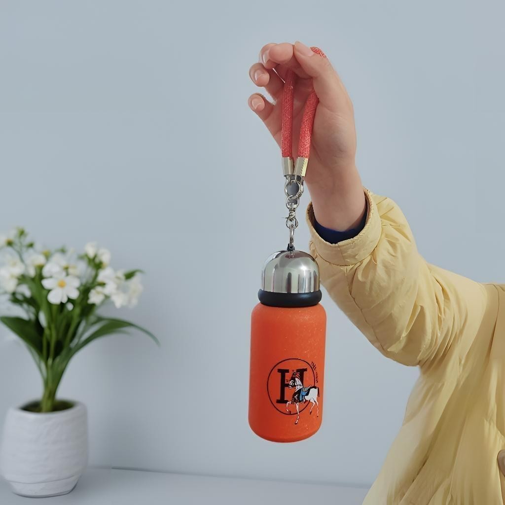 Hermès VIP Gift Orange Titanium Insulated Bottle Horse Design Portable
