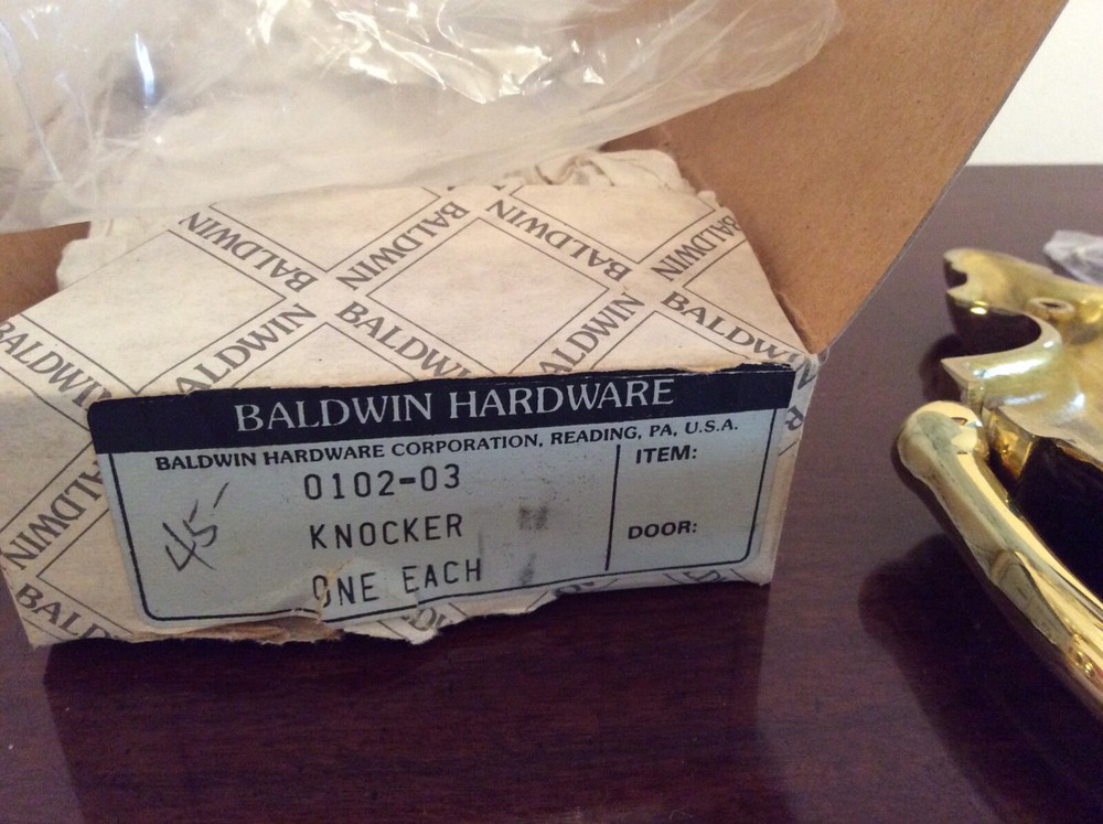 Baldwin Solid Brass Door Knocker Classic Style 0102-03 NIB Includes Hardware