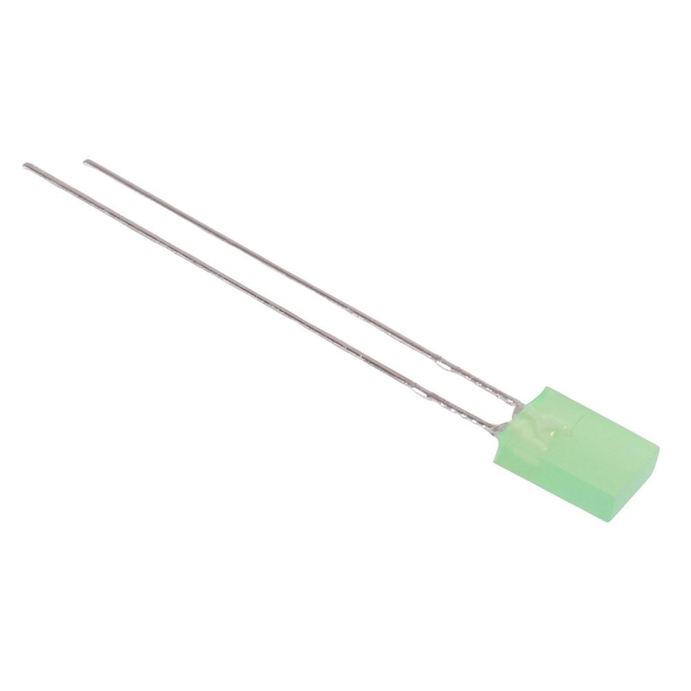50 x Green Rectangle 2x5mm Diffused LED 1000mcd 130°
