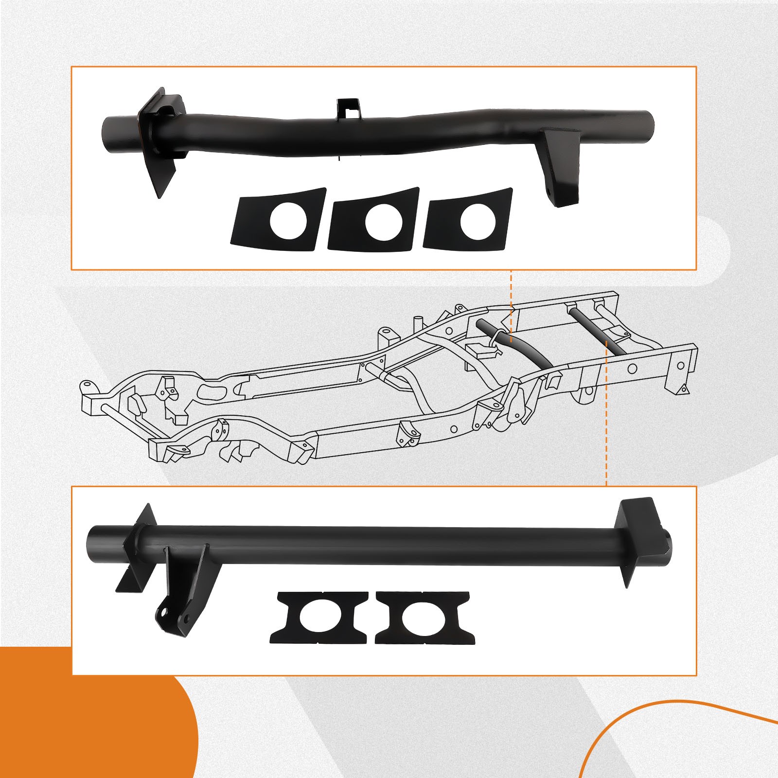 Rear Tank Support+Rear Shock Mount Crossmember Kit For Chevy Silverado/GMC 07-14