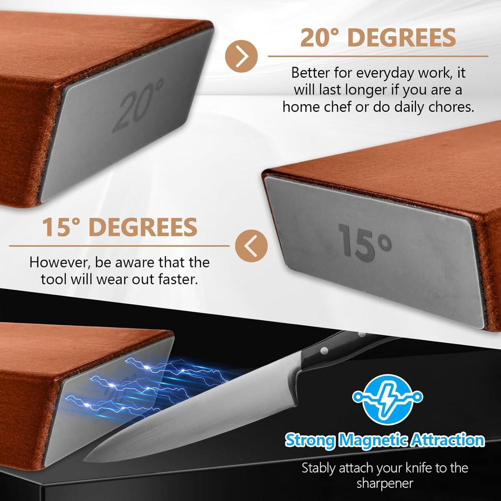Diamond Rolling Knife Sharpener Set 15° and 20° Magnetic Base Sharpening System