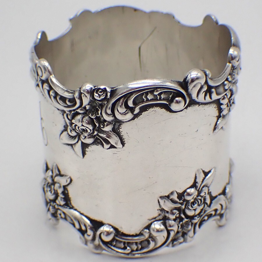 Rose Scroll Napkin Ring Towle Sterling Silver Mono YA