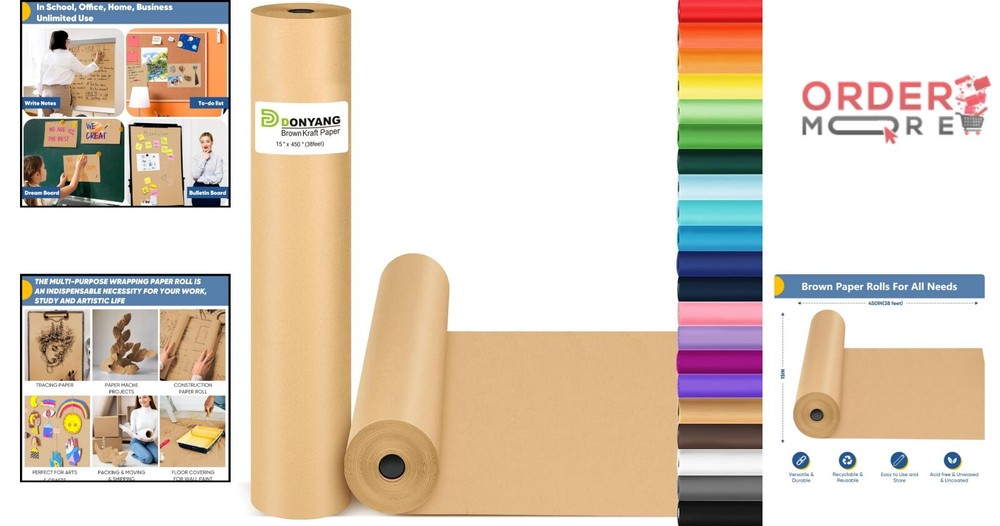 Classic Brown Wrapping Paper Roll 15" x 450" - Your Creative Gift Wrap Solution