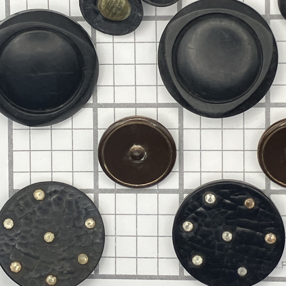 Antique Vintage Button 30 Piece Lot Multiple Sets Grey Blacks