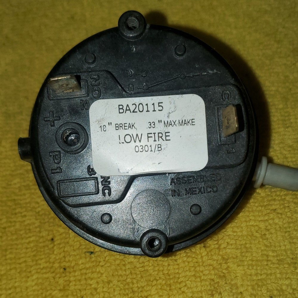 BA20115 Low Fire Pressure Switch 10" Break 33" Max Make Assembled Mexico