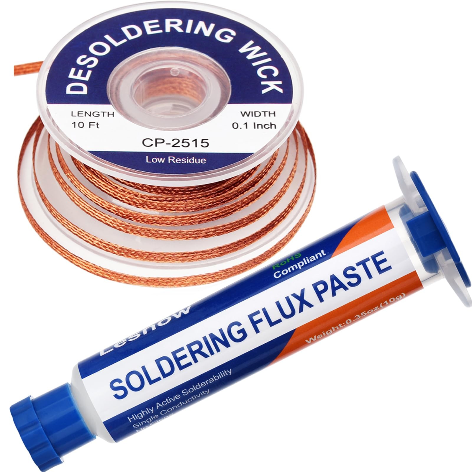 Lesnow Solder Flux Paste And Wick Braid, No Clean Soldering...