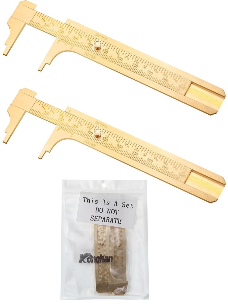 2 Pcs Brass Vernier Caliper Pocket Handy Caliper Measuring Mini Tool Double S...