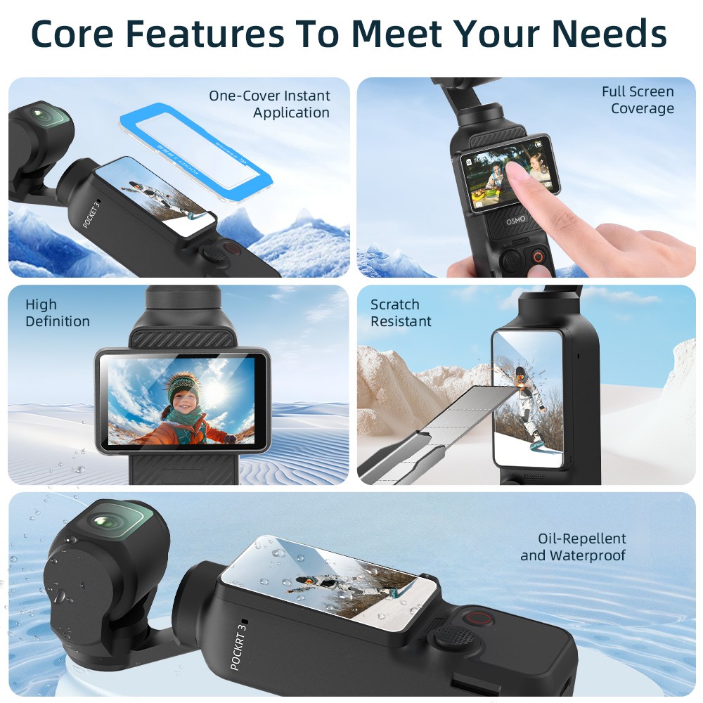 Camera Screen Quick Mount Tempered Film Kit Screen Protector For DJI Pocket 3