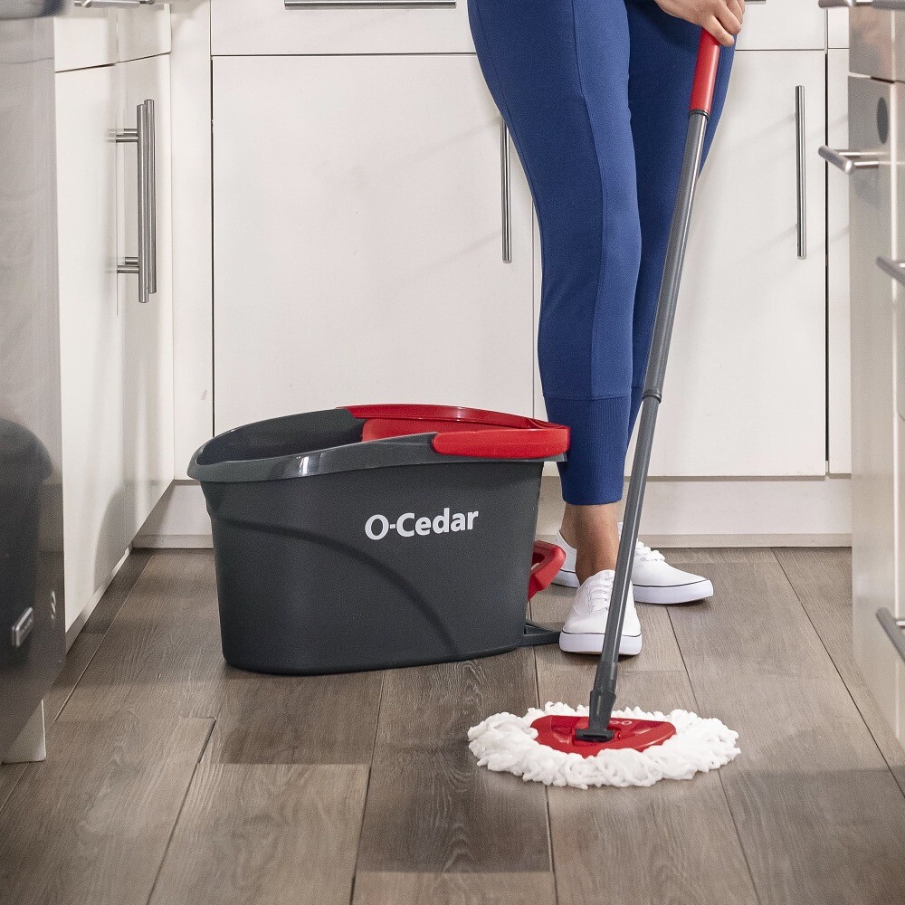 EasyWring™ Spin Mop & Bucket System + 3 Extra Mop Head Replacements