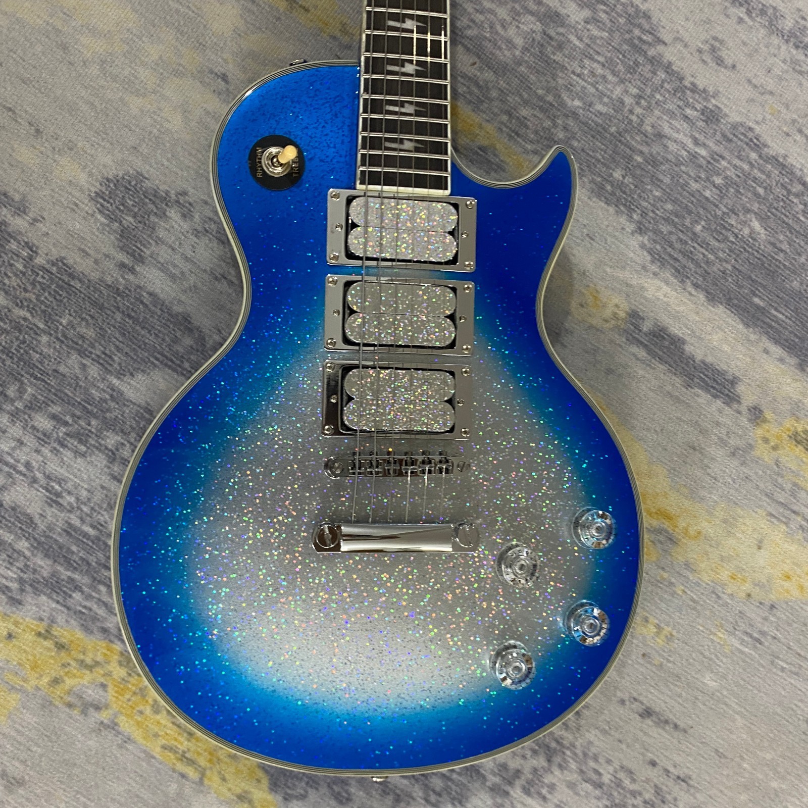 Custom LP Electric Guitar Blue Silver Ace Frehley Rosewood Fretboard 3H pickups