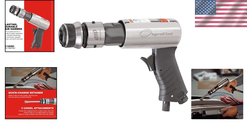 Versatile 114GQC Air Hammer: Ergonomic Design & Quick Chisel Change for Repairs