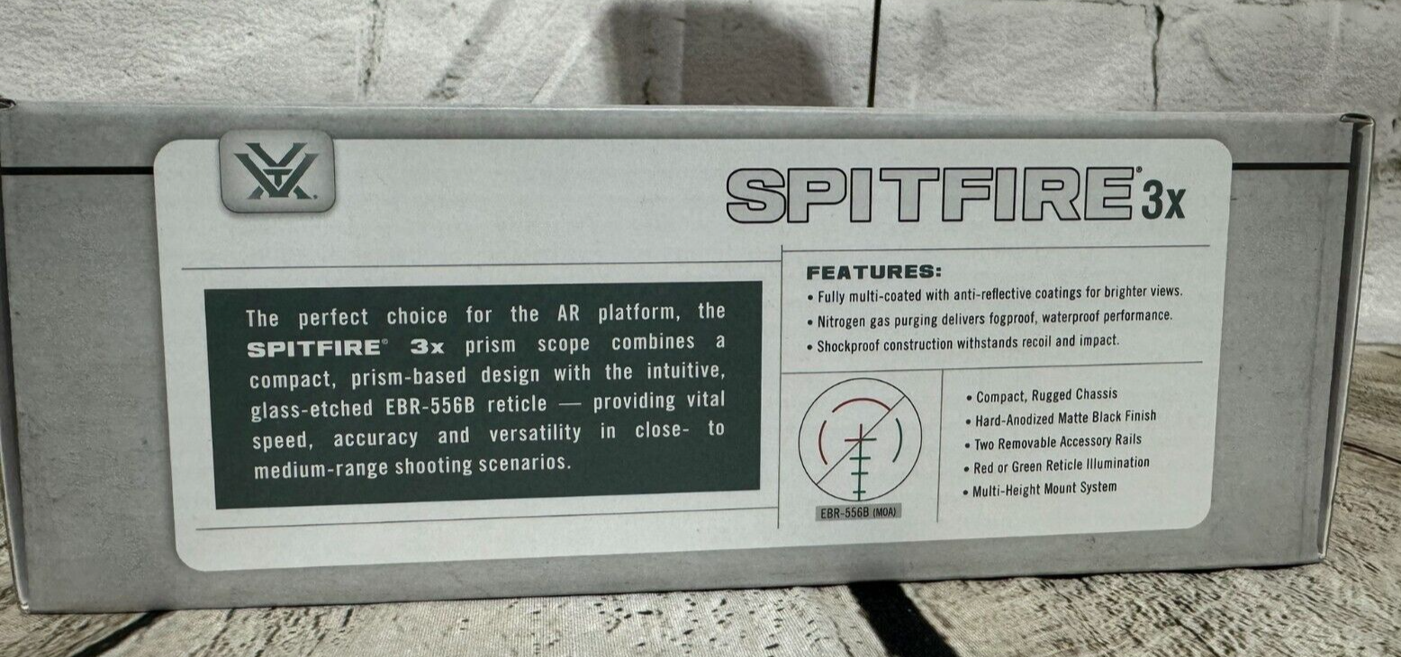 Vortex Spitfire 3X Prism Scope SPR-1303 Red/Green EBR-556B MOA Reticle Brand New