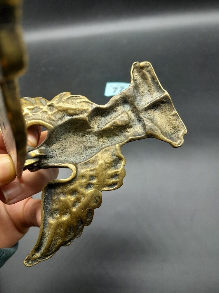 Antique cast solid brass eagle front door knocker 13.5 x 10.5cm #77