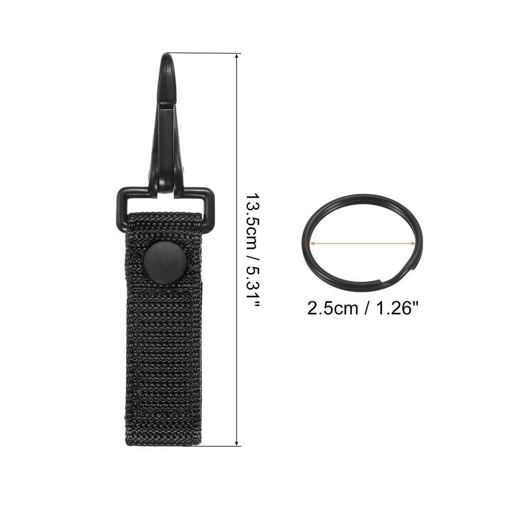 Belt Keeper Key Ring, Nylon Webbing Strap Buckle with Key Holder, Black