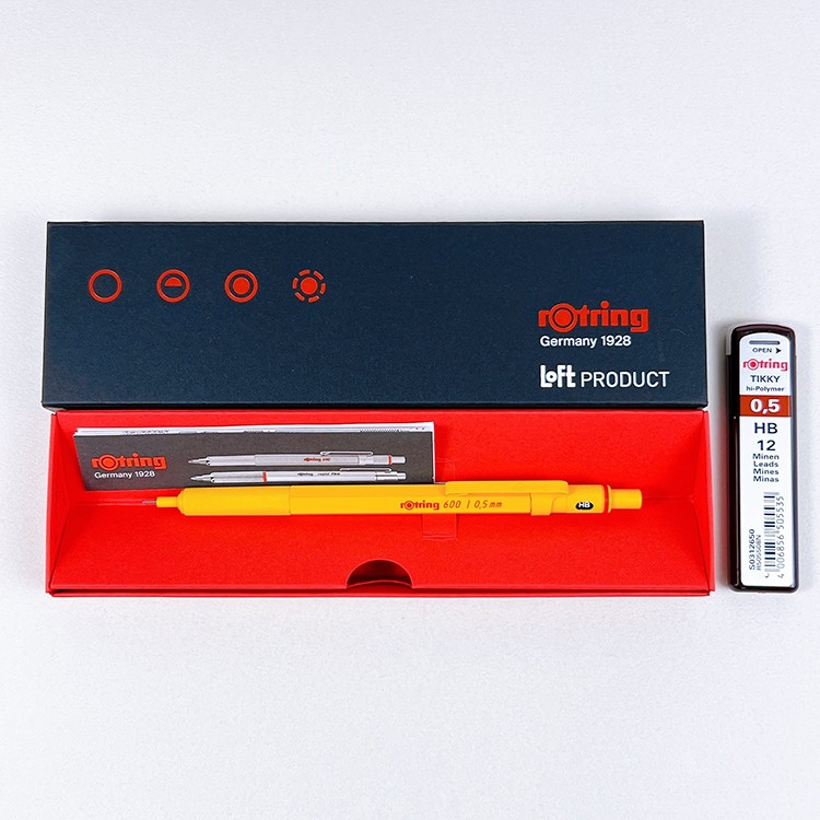Rotring 600 Mechanical Pencil 0.5mm Yellow Loft Limited w/ HB Lead Japan FS NEW