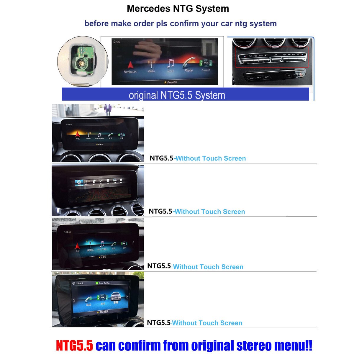 Dual Screen 12.3'' Android CarPlay GPS Stereo For Mercedes C/GLC-Class W205 X253