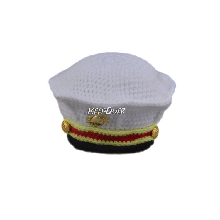 Newborn Baby Boy Knit Clothing Marine Corps Hat Crochet Photography Studio Props