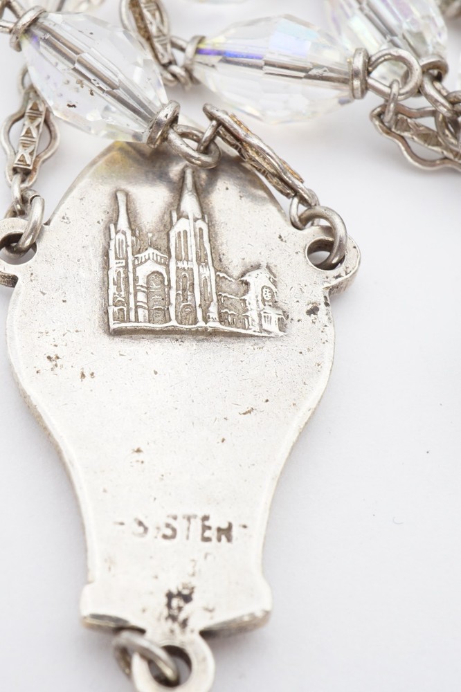 Vintage Sterling Silver 925 Rosary Crystal Beads 40"