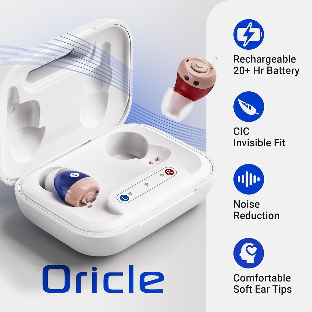 In-Ear Rechargeable Hearing Aids with Easy Controls for Clear Conversations