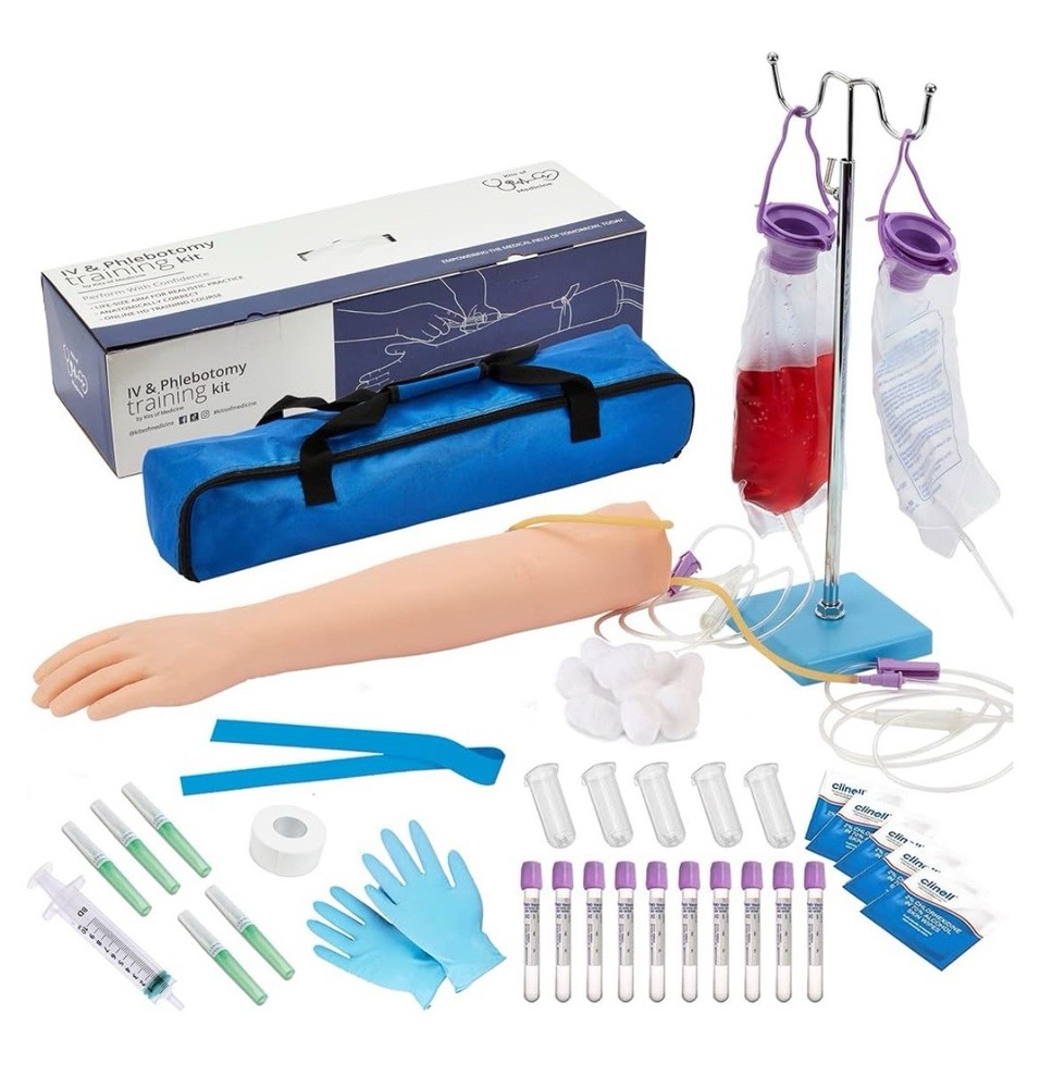 🩺 ⭐ IV Phlebotomy Practice Kit Training Arm Venipuncture IV Stand Full Set