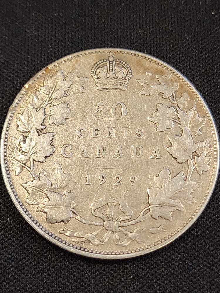 1929 Canada 50 Cents Silver Coin