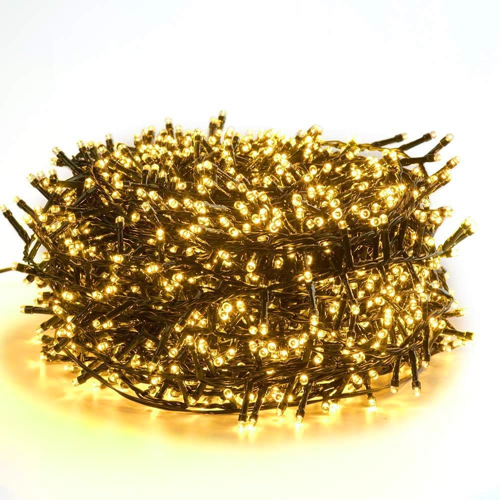 82ft 1000 LED Cluster Christmas String Lights - Dark Green Wire Tree Lights -...